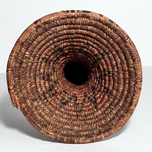 ETHIOPIAN HARARI BASKET / Single Coil Reed & Grass / Antique Pot Lid / Very Rare - Picture 9 of 12